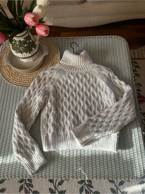 H&M Cream Cable Turtleneck Sweater